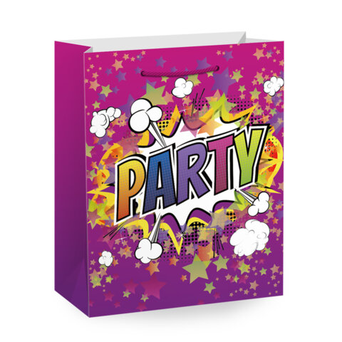 Пакет подарочный (1 штука) 26х13х32 см (L), "Party Collection", ассорти, глиттер, фольга, ЗОЛОТАЯ СКАЗКА, 700817
