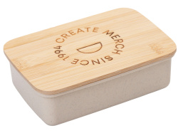Ланч-бокс «Lunch» из пшеничного волокна с бамбуковой крышкой с гравировкой, Цвет бежевый