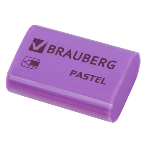 Ластик BRAUBERG "Pastel", 37х24х11мм, ассорти пастельных цветов, экологичный ПВХ, 229582