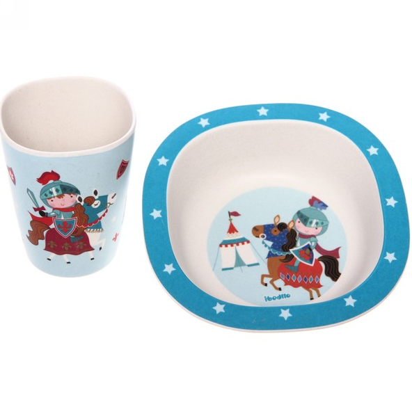 Детская посуда из бамбука из 5 предметов (набор) Bamboo Ware Kids Set. Выбери своего зверька