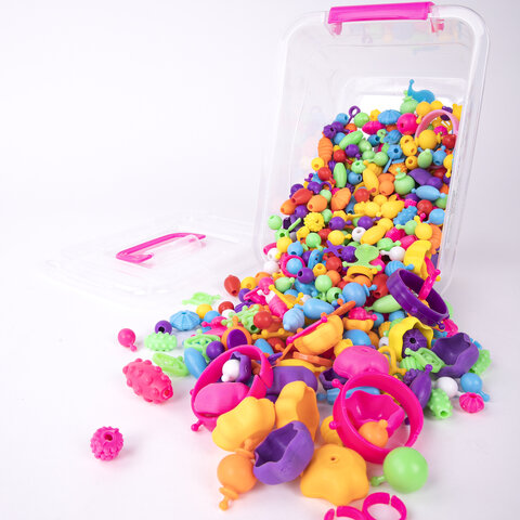 Конструктор POP-BEADS для творчества и игр, 550 бусин, браслеты, кольца, BRAUBERG KIDS, 664698