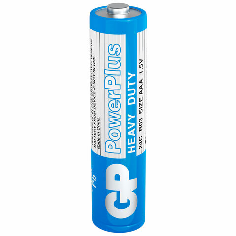 Батарейки КОМПЛЕКТ 4 шт., GP PowerPlus AAA (R03, 24G), солевые, мизинчиковые, в пленке, 24CEBRA-2S4