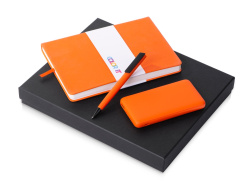 Подарочный набор «COLOR IT» c блокнотом, ручкой и повербанком, 10000 mAh, Цвет оранжевый