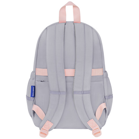 Рюкзак BRAUBERG PASTEL с термонашивками в комплекте, "Милые лапки", серый, 40х29х14 см, 272064
