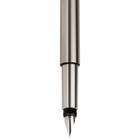 Ручка перьевая PARKER "Vector Stainless Steel", корпус серебристый, детали из нержавеющей стали, синяя, S0029690