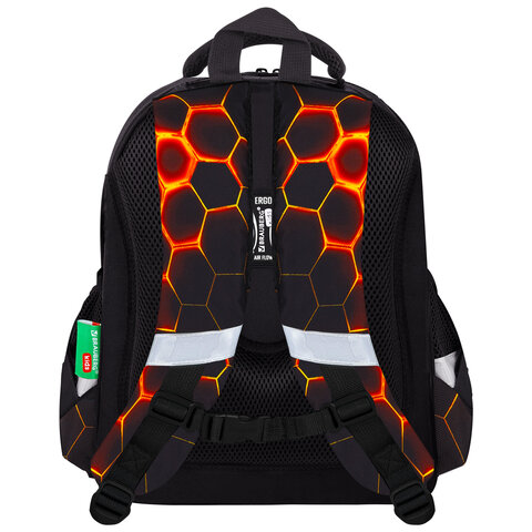 Ранец BRAUBERG KIDS STANDARD, 2 отделения, "Лава-мяч", объемный дизайн, 36х28х14 см, 273147