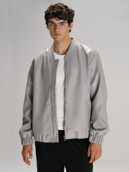 Бомбер из искусственной кожи Univer, серый, XS–XXL