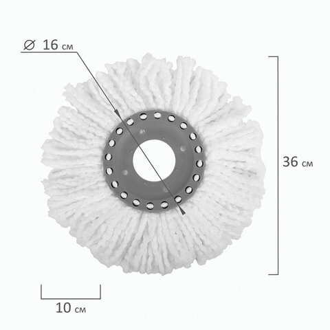 Насадка МОП круглая для швабры из набора для уборки, крепление кольцо, микрофибра, d-16 см, LAIMA, 601488