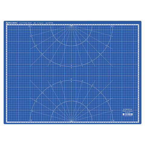 Коврик (мат) для резки BRAUBERG EXTRA 5-слойный, А2 (600х450 мм), двусторонний, толщина 3 мм, синий, 237176