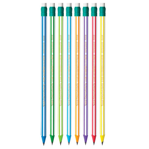 Карандаш чернографитный BIC, 1 шт., "Evolution Stripes", HB, с ластиком, корпус ассорти, 8960342