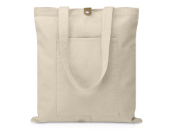 Cумка «Clip» из хлопка 340 г/м2 с застежкой из экокожи, Цвет натуральный