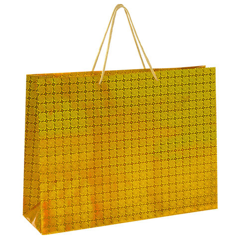 Пакет подарочный 45x13x33 см (XL), НАБОР 3 шт., 3 дизайна, голография, ЗОЛОТАЯ СКАЗКА, 609736