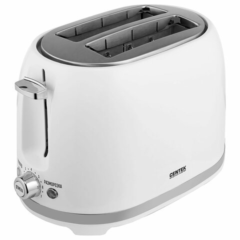 Тостер CENTEK CT-1432, 850 Вт, 2 тоста, 7 режимов, пластик, белый, CT-1432 WHITE