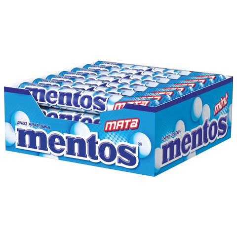 Жевательное драже MENTOS (Ментос) "Мята", 37 г, 3340