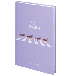 Блокнот А5 134х206 мм, 80 л., твердый, клетка, выборочный лак, STAFF, "Beagles", 114424