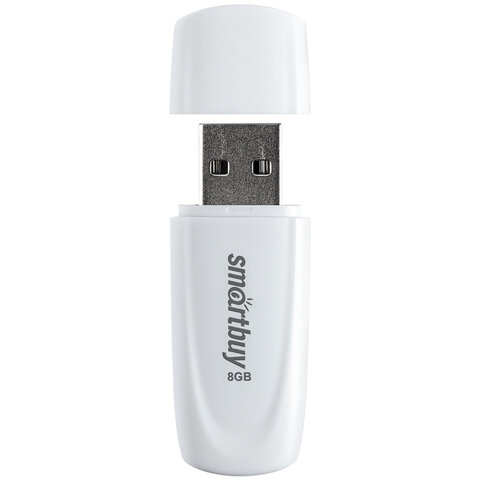 Флеш-диск 8 GB SMARTBUY Scout USB 2.0, белый, SB008GB2SCW