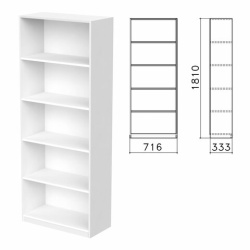 Шкаф (стеллаж) "Бюджет", 716х333х1810 мм, 4 полки, белый, 402651-290
