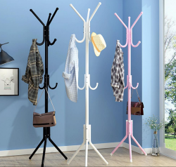 Напольная металлическая вешалка - стойка на 12 крючков COAT RACK для верхней одежды, сумок, шляп, зонтов  (белая, черная)