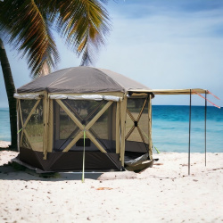 Автоматическая беседка-шатер, коричневая / Тент для туризма пикника и кемпинга