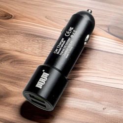 Автомобильное зарядное устройство MRM MR60A, 5V/2.4A, 2 USB, черный / Двойная зарядка в прочном металлическом корпусе