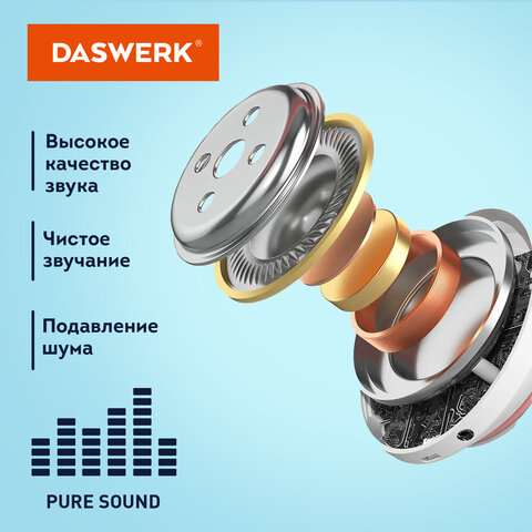 Наушники беспроводные большие светящиеся накладные, красные DASWERK (ДАСВЕРК) B-39, 513807