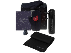 Подарочный набор «Re:Air» с варежками, шарфом и термосом, Цвет черный