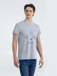 Футболка приталенная Old Patents. Wheel, голубой меланж, S–XXL