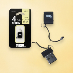 USB-накопитель MRM MB15, пластиковый, 4 ГБ, 10 Мб/с, USB 2.0/3.0, черный / Компактность и надежность для ваших данных