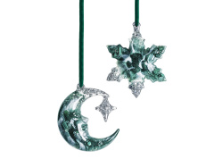 Набор елочных игрушек: Полумесяц, Снежинка, Цвет Авантюрин (зеленый)