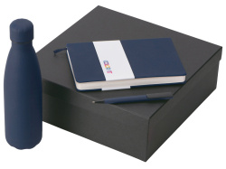 Подарочный набор «COLOR IT» c блокнотом, ручкой и термобутылкой, Размер магнитная обложка, Цвет темно-синий