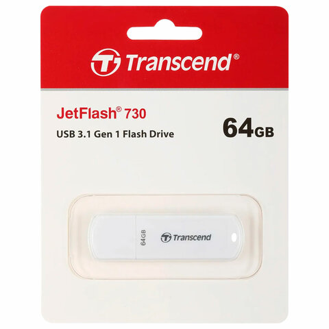 Флеш-диск 64 GB TRANSCEND JetFlash 730, USB 3.1, белый, TS64GJF730