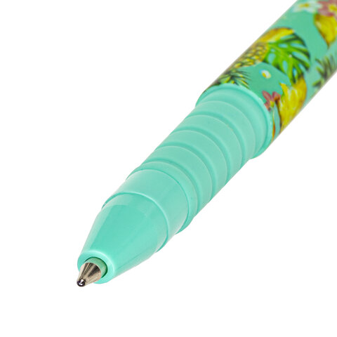 Ручка шариковая BRAUBERG SOFT TOUCH GRIP "PINEAPPLE", СИНЯЯ, мягкое покрытие, узел 0,7 мм, 143718