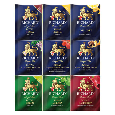 Чай RICHARD "Royal Selection Of Premium Teas" ассорти 9 вкусов, НАБОР 72 пакетика, 101540