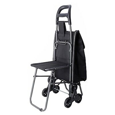 Сумка-тележка хозяйственная с тройными колесами со стульчиком (до 80кг) для покупок. Легко катить по