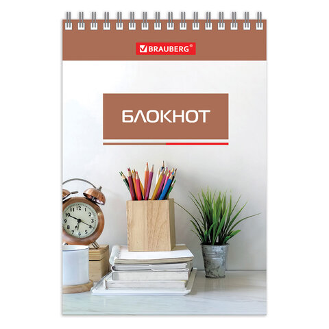 Блокнот МАЛЫЙ ФОРМАТ А6, 97х145 мм, 40 л., гребень, картон, клетка, BRAUBERG, "Идеальный офис", 129823