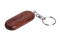 USB 2.0- флешка на 16 Гб овальной формы и колпачком с магнитом, Размер 16ГБ, Цвет коричневый