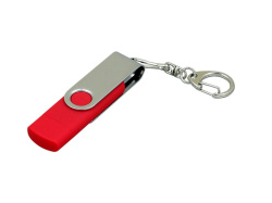 USB 2.0- флешка на 64 Гб с поворотным механизмом и дополнительным разъемом Micro USB, Размер 64ГБ, Цвет красный/серебристый