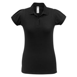 Рубашка поло женская Heavymill черная, S–XL