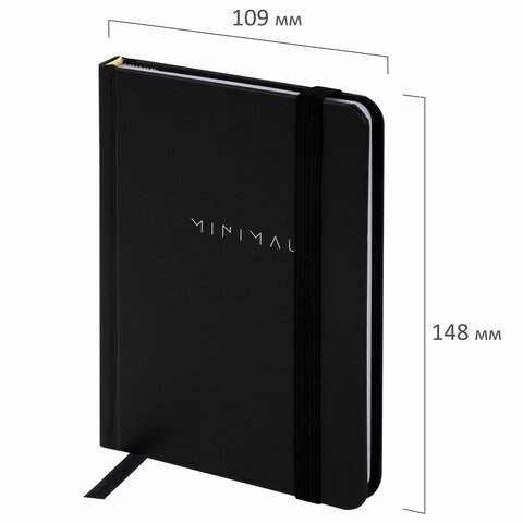 Блокнот с резинкой в клетку 96 л., МАЛЫЙ ФОРМАТ А6, 109х148 мм, твердая обложка, BRAUBERG, "Minimal", 116333