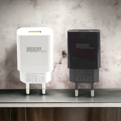 Сетевое зарядное устройство MRM MR79t 5V/2,1A, 1USB, с кабелем Type-C 1м, черный и белый цвет