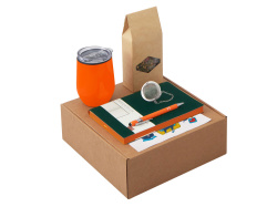 Набор «Writea» с ежедневником, ручкой и термокружкой, Цвет зеленый, оранжевый