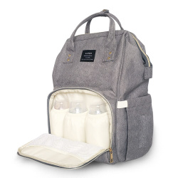 Сумка - рюкзак для мамы Baby Mo с USB /  Цветотерапия, качество, стиль Светло серый с карабином и кр