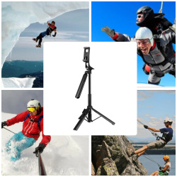 Жесткий устойчивый селфи штатив монопод Portable Tripod Stand A61, Bluetooth (150-32 см)