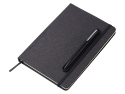 Блокнот А5 «NotaBene» с металлической шариковой ручкой и подставкой для телефона, Цвет черный