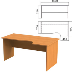 Стол письменный эргономичный "Фея", 1600х900х750 мм, правый, цвет орех милан, СФ14.5