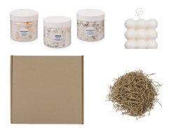 Подарочный набор с солью для ванны и свечой, Цвет белый