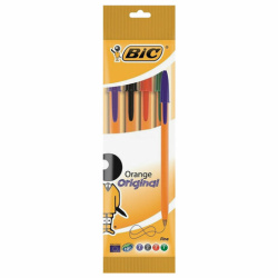 Ручки шариковые BIC "Orange Original", НАБОР 4 ЦВЕТА, узел 0,8 мм, линия 0,3 мм, пакет, 8308541