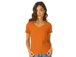 Футболка "Heavy Super Club" женская с V-образным вырезом, Размер S, Цвет оранжевый