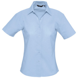 Рубашка женская с коротким рукавом Elite, голубая, XS–3XL