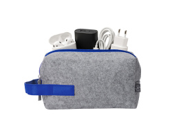 Органайзер для электроники и проводов «Felt» из RPET-фетра с ручкой, Цвет серый, синий